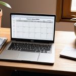 **Prompt:** "A tranquil and organized home office setting for effective self-study. A focused European individual, gender-neutral, in their late 20s, sits at a clean wooden desk with a laptop displaying a digital planner or study schedule, and a physical notebook with handwritten notes. A warm cup of tea or coffee, and a small potted plant add to the calm, productive atmosphere. Soft natural light illuminates the scene, emphasizing personal development and structured learning for Business English. Realistic, professional photography style."