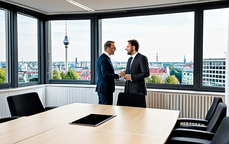 무역영어 독학을 위한 필수 자료 - Business Meeting in Berlin**

"A professional team meeting in a modern Berlin office with views of t...