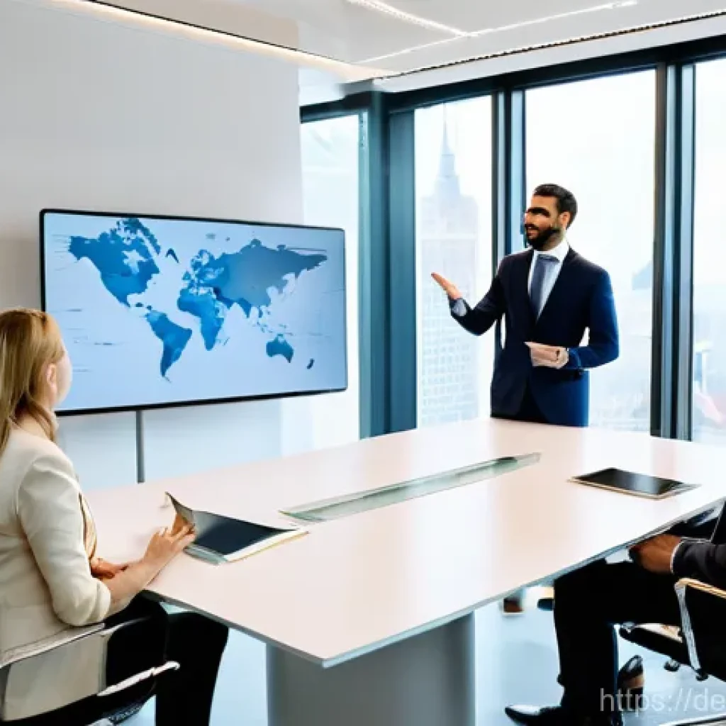 무역영어 자격증의 직무 활용과 실무 적용 사례 연구 - **Image Prompt: Global Business Communication**
    "A diverse group of five international professio...