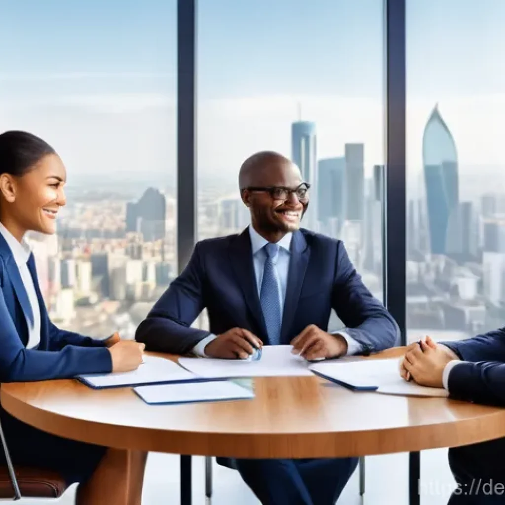 무역영어 자격증 취득 후의 업무 활용 사례 - **Prompt 1: Confident International Negotiation**
    "A group of diverse business professionals, ag...