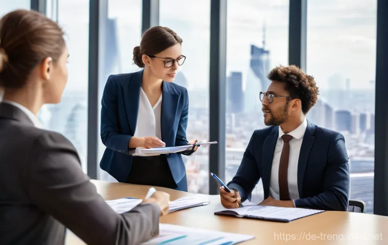 무역영어 자격증의 실질적 직무 활용 사례와 효과 - **Prompt 1: Dynamic International Business Meeting**
    A group of diverse professionals, men and w...