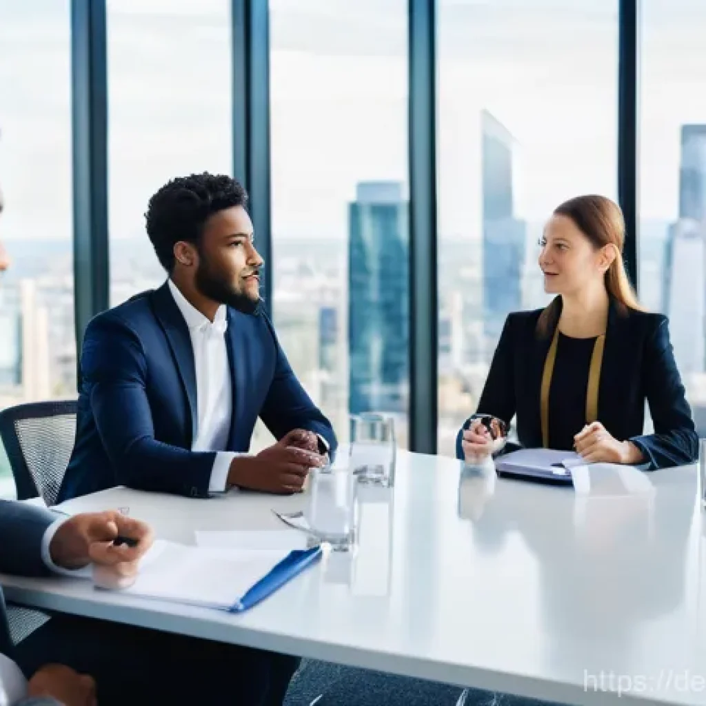 무역영어 자격증의 글로벌 취업 가능성 - **Prompt:** A dynamic, high-angle wide shot of a diverse group of 6-8 professionals, comprising men ...
