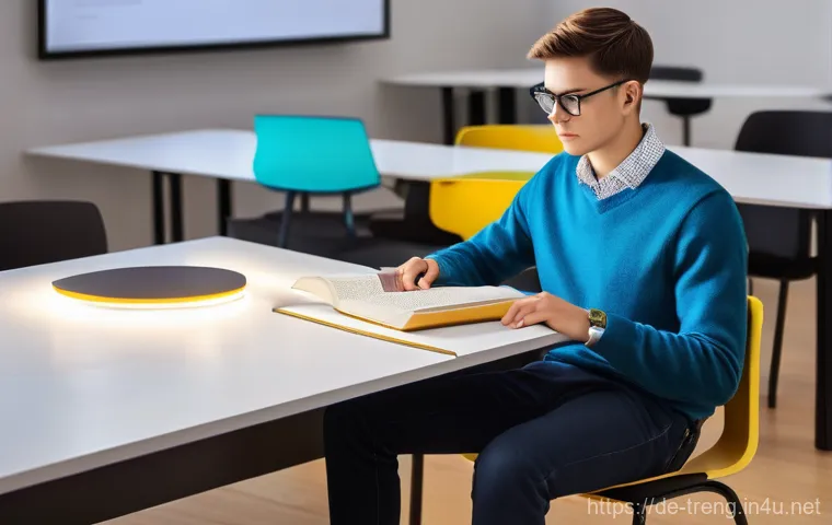 무역영어 필기시험에서 시간 절약 방법 - A focused young adult, approximately 20 years old, with a neat, modern hairstyle, wearing a comforta...