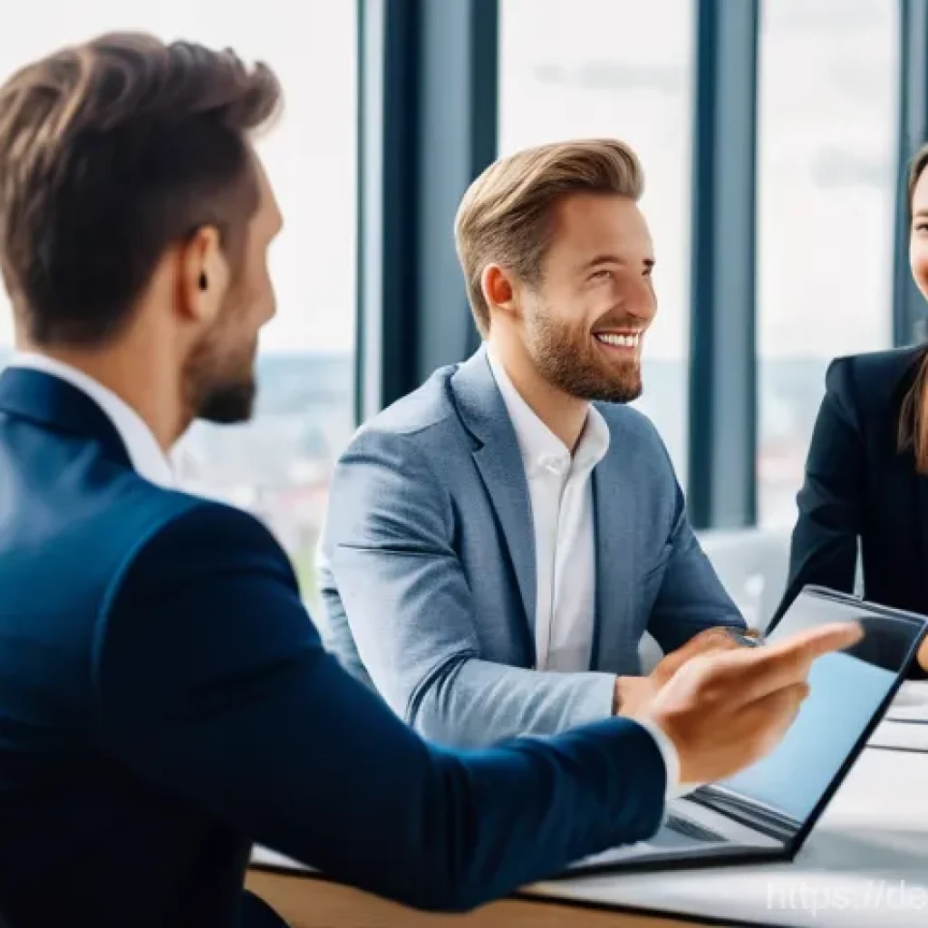 무역영어 자격증으로 전문성 확보 - A diverse team of confident business professionals (men and women, various ethnicities, all dressed ...