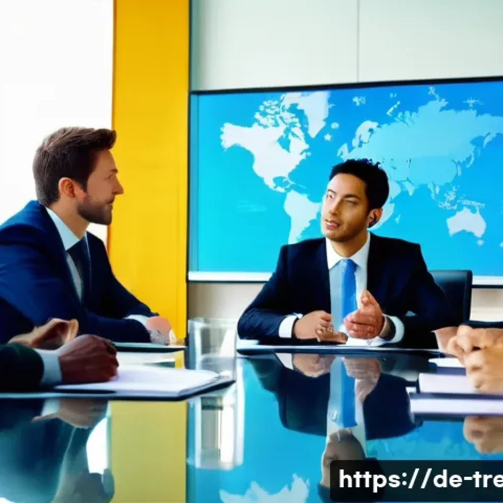 무역영어 학습을 통한 커리어 업그레이드 - **Image Prompt 1: Global Business Meeting - Professional Communication**
    "A vibrant, wide-angle ...