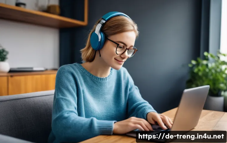 무역영어 시험 대비 온라인 강좌 - **Prompt 1: Flexible Learning Environment**
    An image showing a young adult, possibly a German pr...