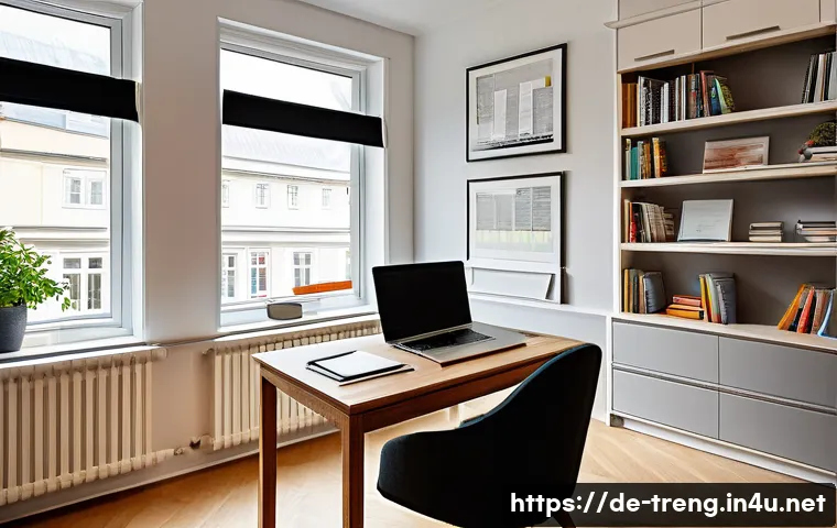 무역영어 시험 고득점 전략 - A modern study setting in a bright, cozy home office tailored for a German-speaking professional pre...