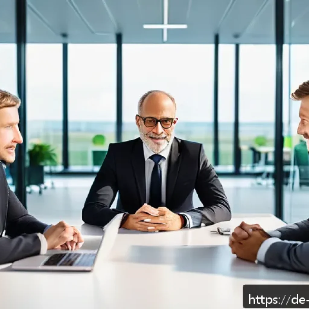 무역영어를 통해 달성한 실질적 성과 - A professional international business negotiation scene in a modern conference room in Germany, show...