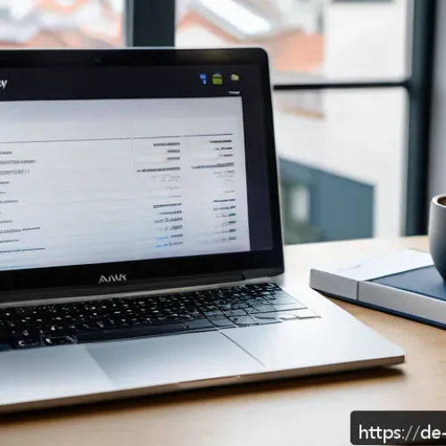무역영어 시험에서 성공하기 위한 학습법 - A modern, well-organized study desk in a bright home office setting, featuring a laptop open to a di...