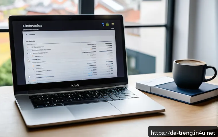 무역영어 시험에서 성공하기 위한 학습법 - A modern, well-organized study desk in a bright home office setting, featuring a laptop open to a di...