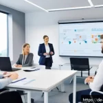 무역영어 학습에서 필요한 자료와 활용법 - A professional business English classroom setting in a modern office environment: a diverse group of...