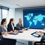 Home 21 무역영어 자격증으로 글로벌 진출 준비 - A professional international trade meeting scene set in a modern German office, showing diverse busi...