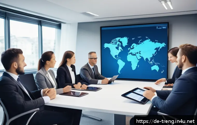 무역영어 자격증으로 글로벌 진출 준비 - A professional international trade meeting scene set in a modern German office, showing diverse busi...