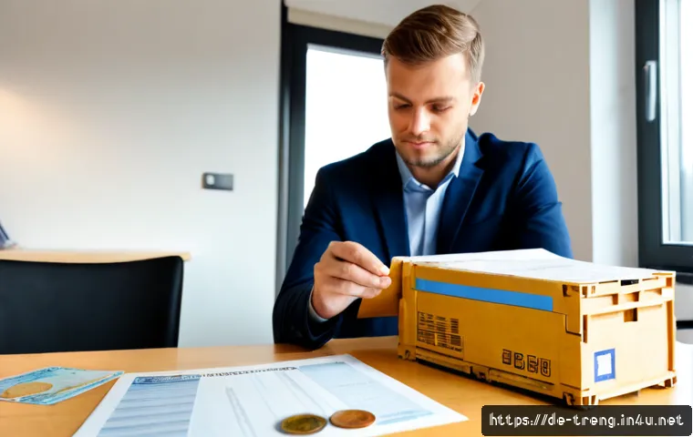 Home 17 무역영어 전문 용어 정리 - Photorealistic international trade office scene in Germany, a professional logistics specialist revi...